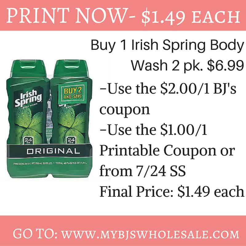 Irish spring body wash deal at BJs Wholesale Club
