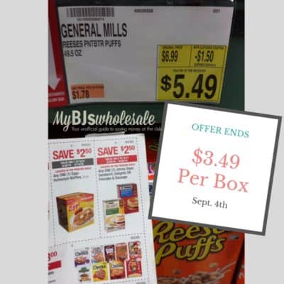 general mills reese's puffs cereal only $1.67 per bag at BJs