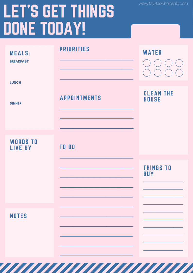 Free Get Things Done Daily Planner Printable My BJs Wholesale