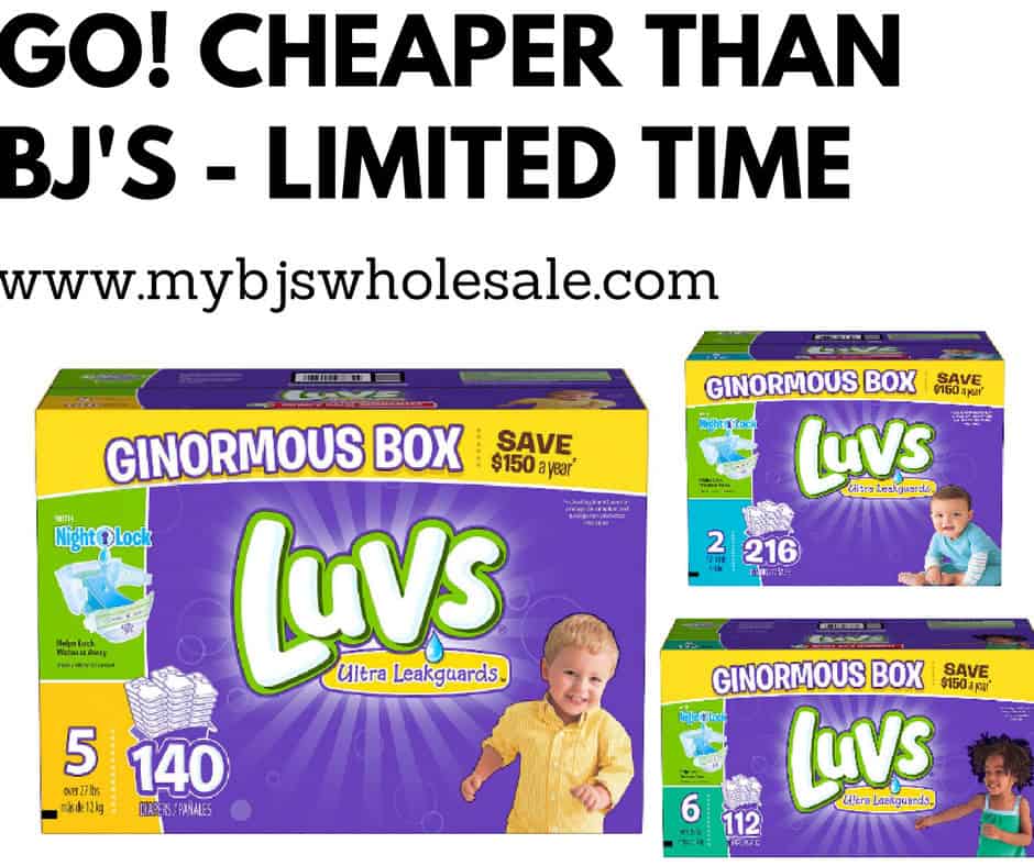 luvs diapers cheaper on Amazon than BJs wholesale