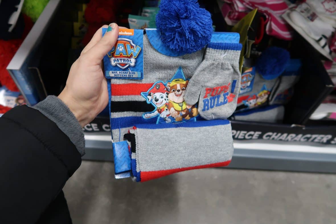 disney character hat and glove and scarf