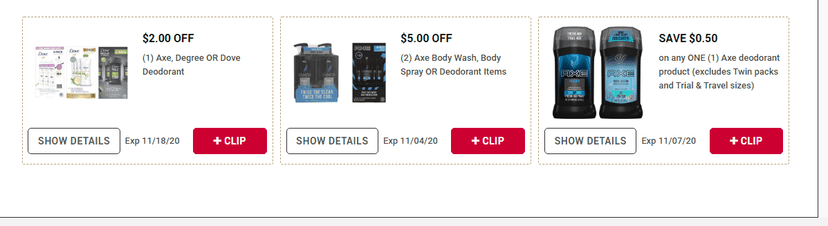 axe deodorant coupon stack