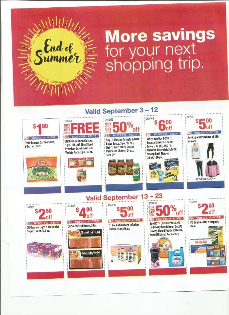 bjs in club coupon bogo sheet