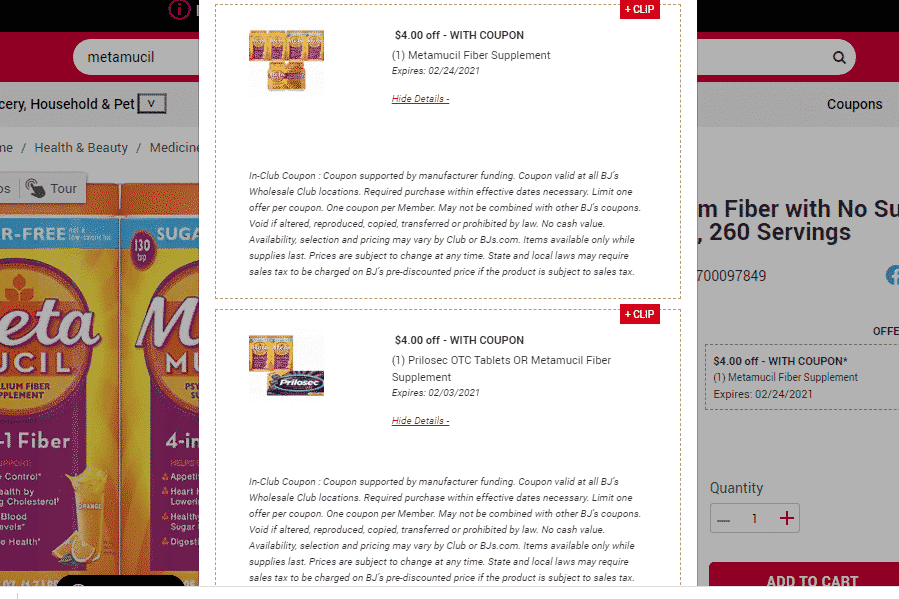 metamucil coupon stack at bjs