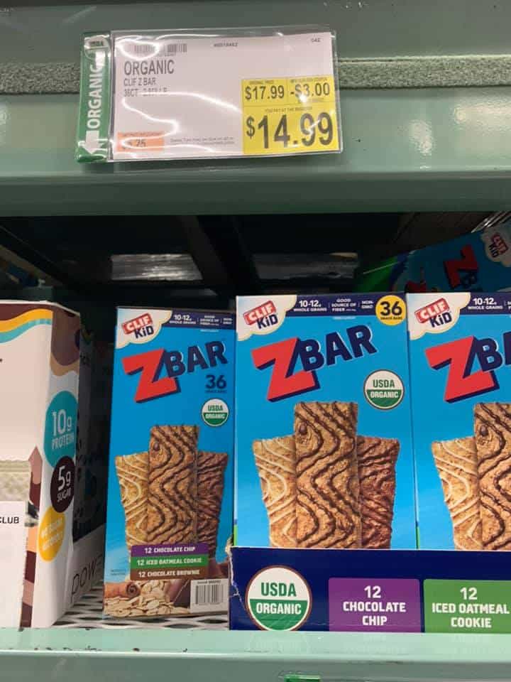 orgnaic clif z bars at bjs