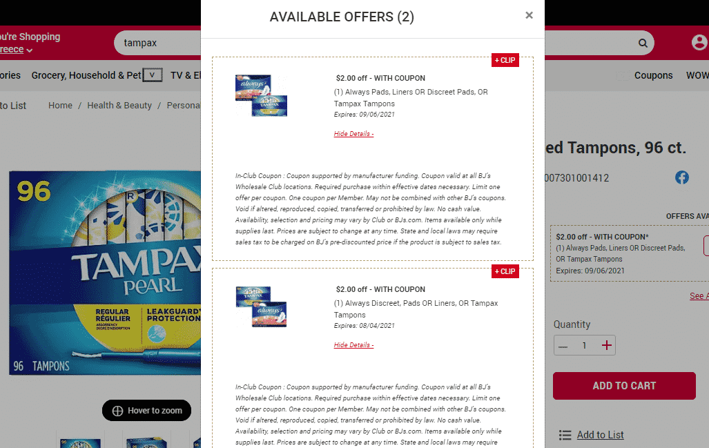 tampax coupon stack