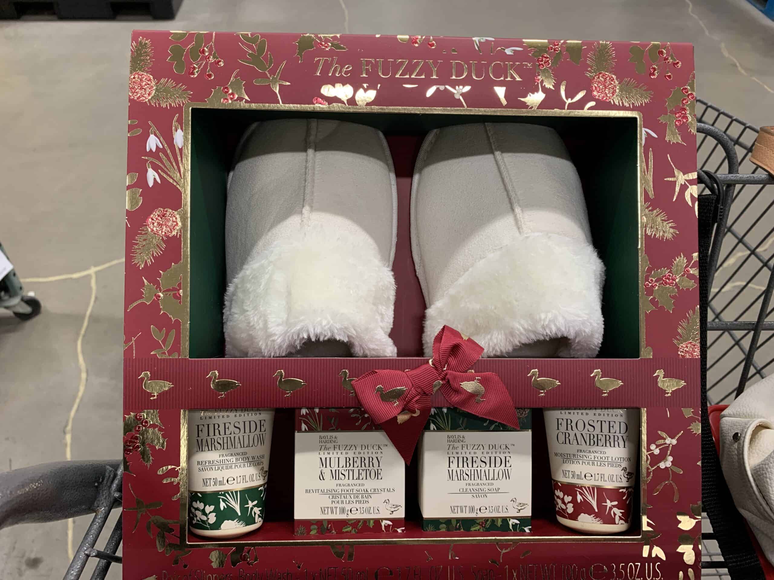 fuzzy duck holiday slipper gift set