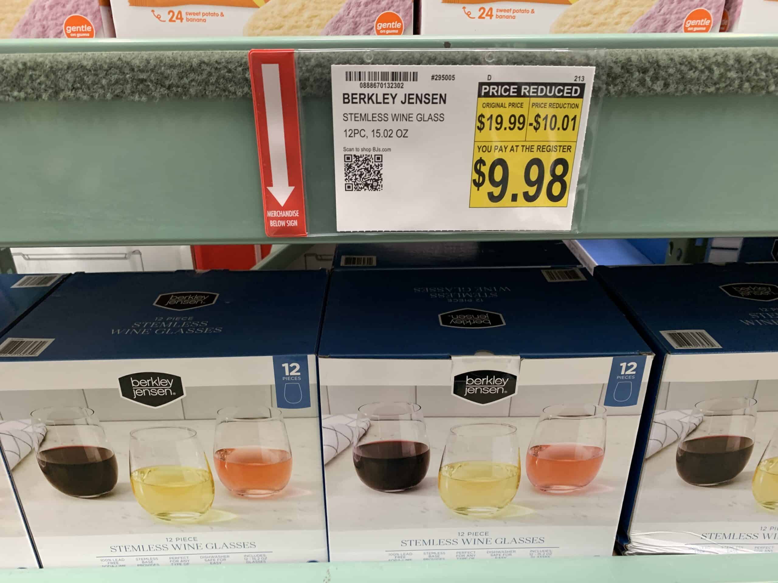 berkley jensen stemless wine glass set