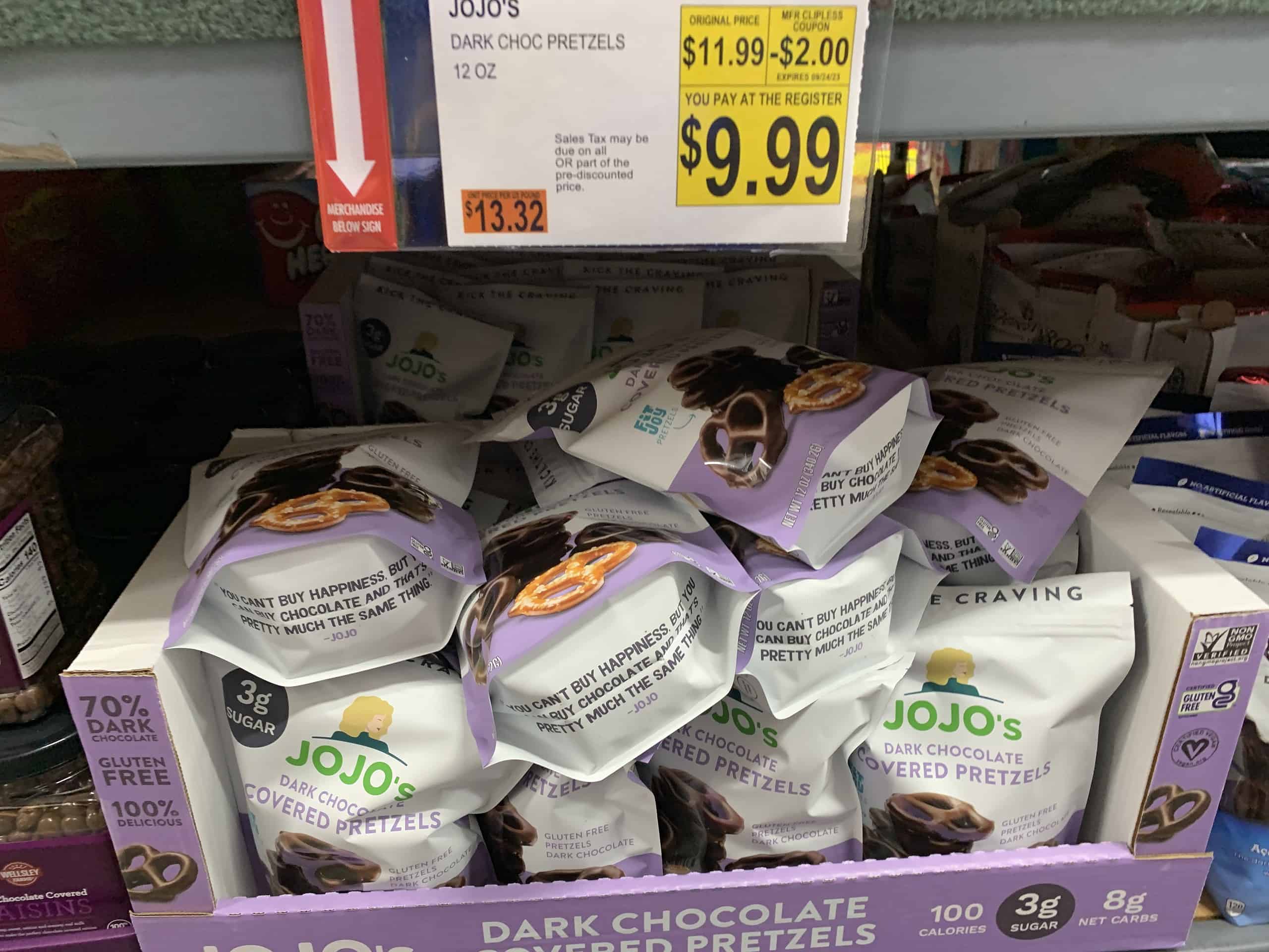jojos dark chocolate covered pretzels at BJs