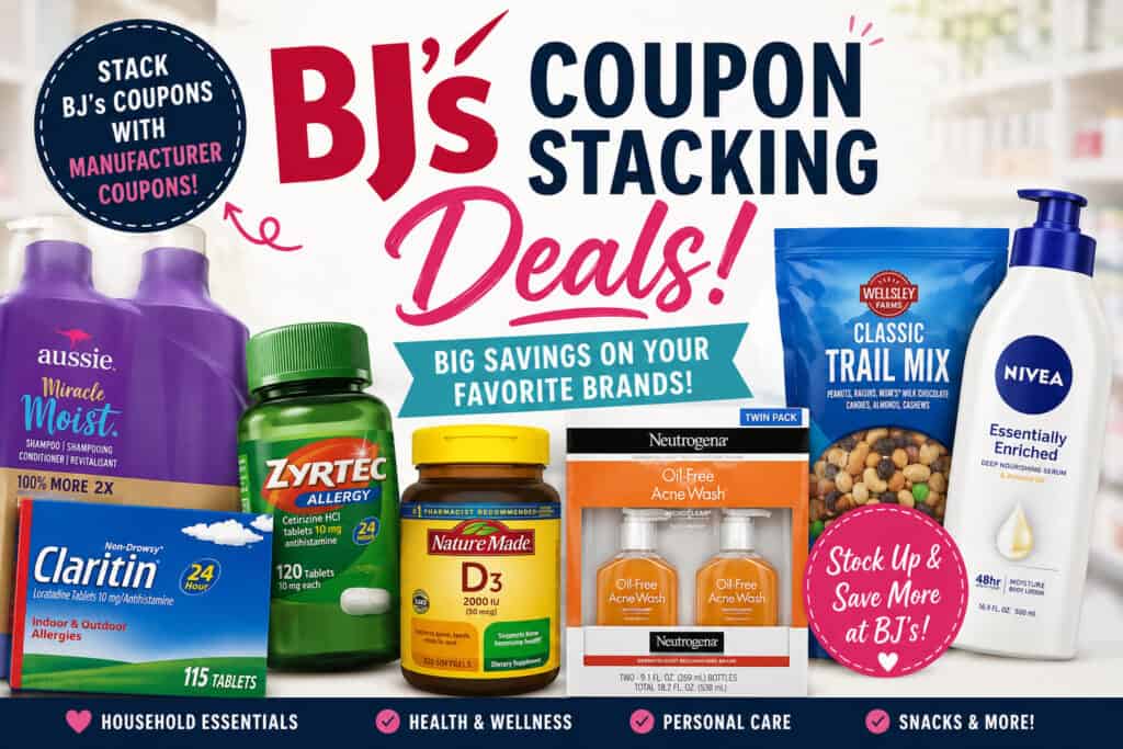 BJ's coupon stacking deals on health and wellness products for 4/11/26.
