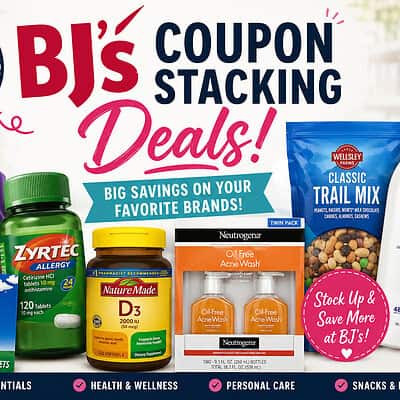 BJ's coupon stacking deals on health and wellness products for 4/11/26.