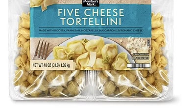 Five cheese tortellini with ricotta, parmesan, mozzarella, mascarpone, and romano cheese.