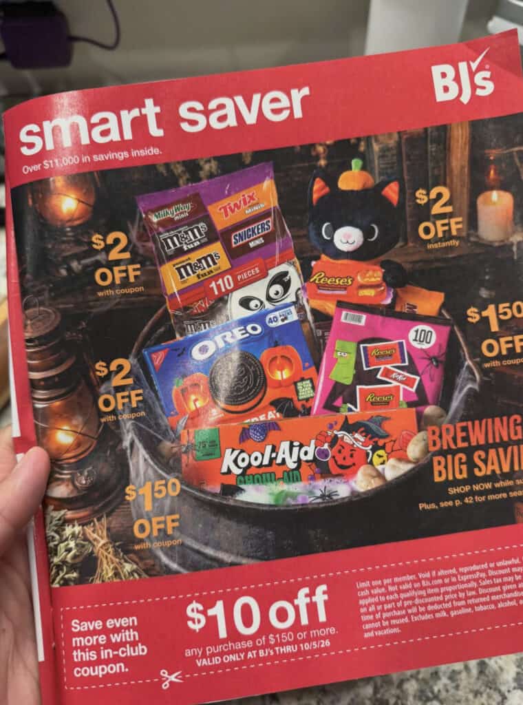 BJ's Wholesale 42nd Birthday Sale with discounts on snacks and beverages.